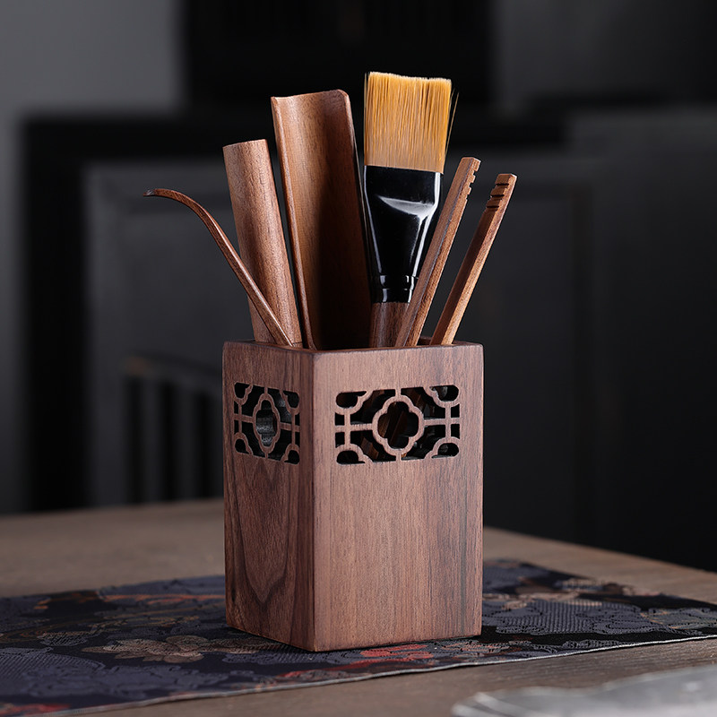 核桃茶道六君子套装功夫茶具配件茶针茶夹茶匙泡茶工具茶几装饰品