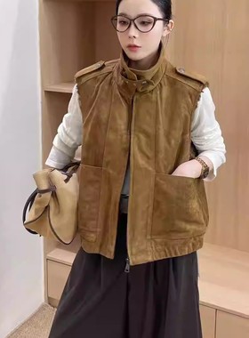 现货清仓特价秋冬立领拉链马甲女短无袖复古羊羔毛马夹外套66055