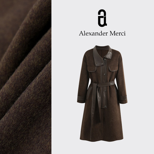 【温斯顿】羊毛 莱赛尔拼皮毛呢大衣  D25T91404