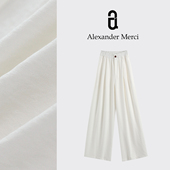 D25T61905 面料亚麻肌理感垂感阔腿裤 亚麻呼吸 夏日可呼吸