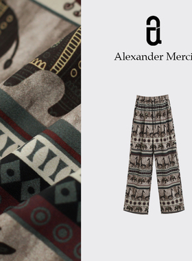 【部落趣味】复古花纹气质小象夏日直筒阔腿裤 D25T52701