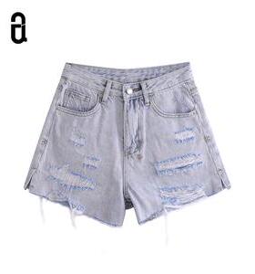 【爱豆裤】女士牛仔短裤 蓝色D23T1210