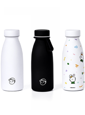 FINERWORLD保温杯男可爱 不锈钢牛奶杯 不锈钢可爱学生高颜值水杯