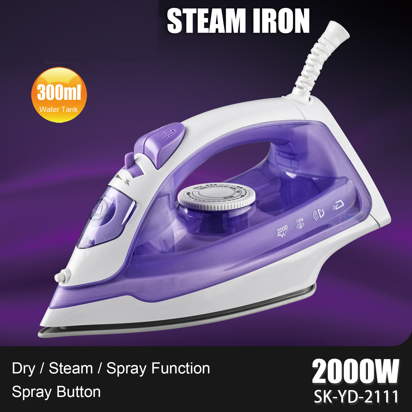 110v跨境家用电熨斗多功能手持式蒸汽喷雾熨斗紫红混装