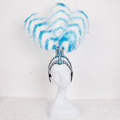 双色羽毛头饰桑巴服装 狂欢节万圣节化妆舞会派对酒吧表演帽子配饰