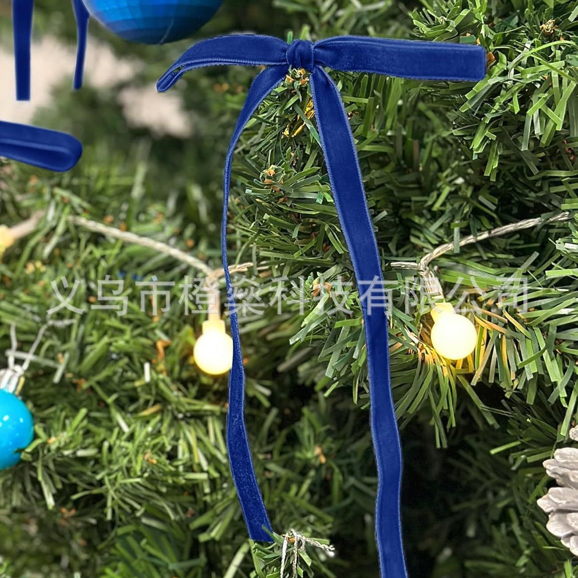 24个/包天鹅绒圣诞树蝴蝶结 门花环装饰 复古花环蝴蝶结飘带