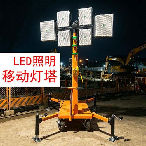 LED防汛灯塔可调度手推式应急照明灯车light tower HMF956