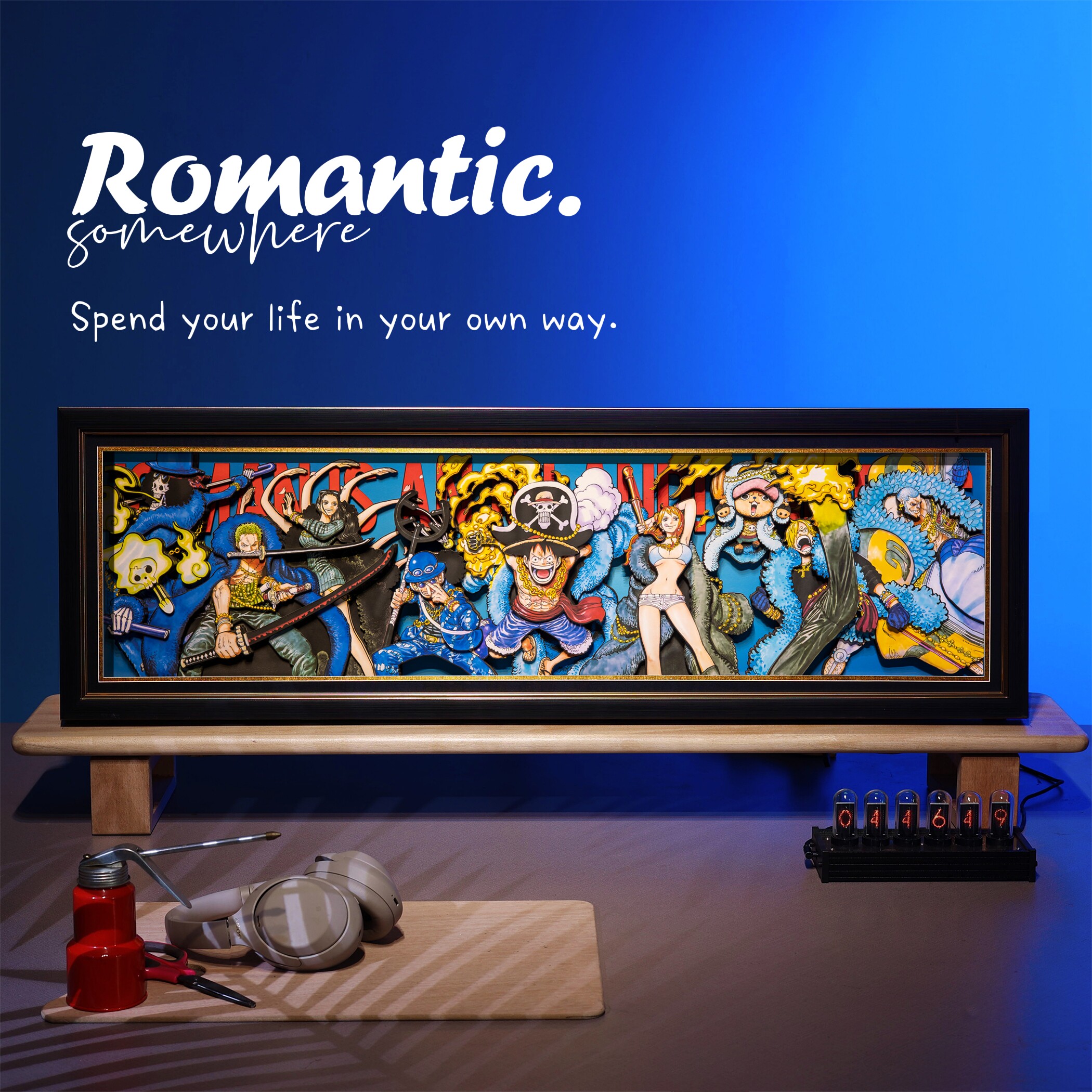 海贼王20周年纪念立体画蓝衣草帽全员纸艺动漫装饰画客厅生日礼物