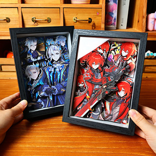 原神全家福立体画迪卢克那维莱特3D动漫周边装饰挂画摆件手工礼物
