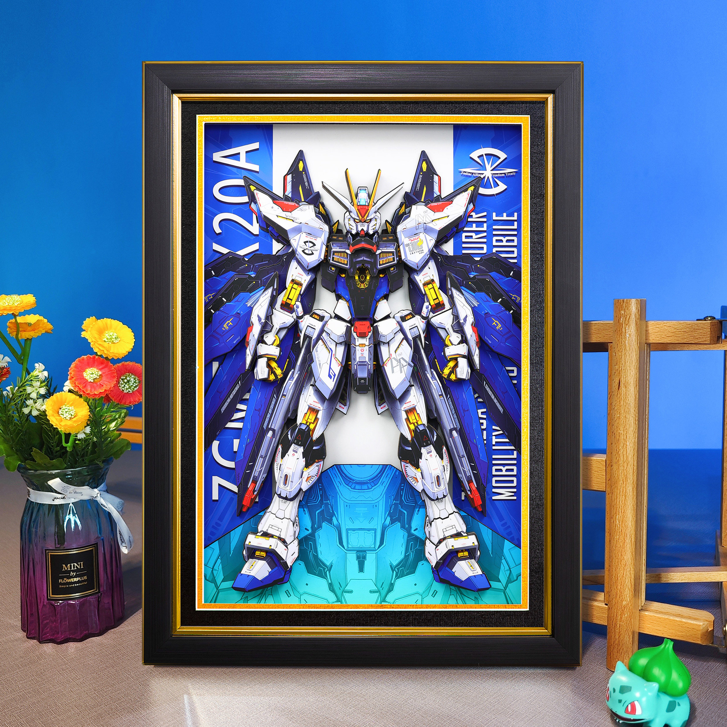 强袭自由高达纸艺立体画 seed万代手办 手工高档装饰挂画摆件礼物
