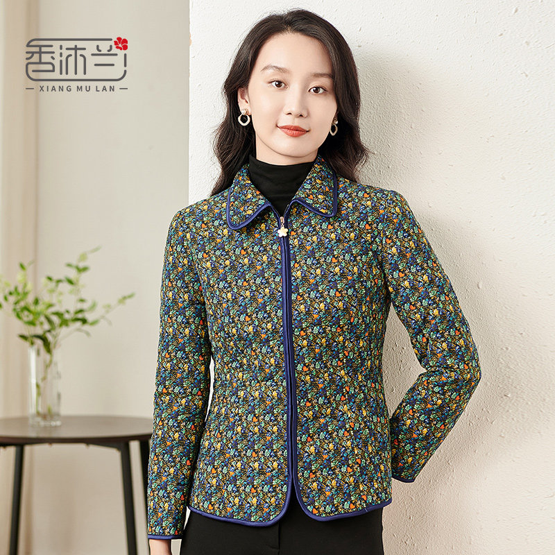 香沐兰2025年秋冬新款棉服翻领印花休闲大码中老年保暖洋气棉外套,女装/女士精品,中老年女装,淘宝优惠券,粉丝福利购,淘宝优惠卷
