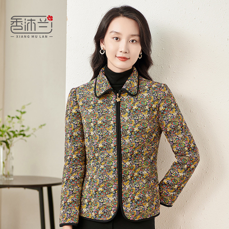 香沐兰2025秋冬新款保暖棉服翻领印花中老年妈妈装大码休闲棉外套,女装/女士精品,中老年女装,淘宝优惠券,粉丝福利购,淘宝优惠卷