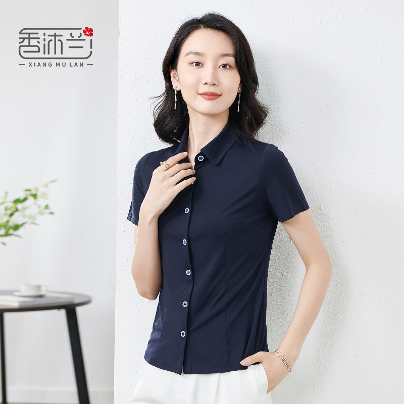 【香沐兰旗舰店】夏季通勤百搭气质显瘦衬衫女2026夏新款短袖上衣 - 实物图