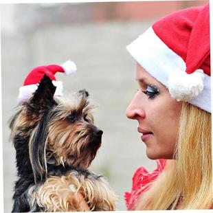 decoration Pet furry Santa Red 宠物耶诞帽 hat christmas