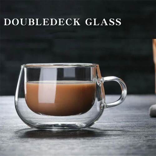 150-350ml Heat Resistant High Borosilicate Glass Mug Double