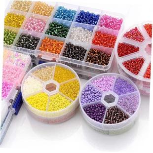 Set Rainbow Glass Necklace Bracelet DIY Box Beads Seed 3mm