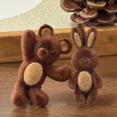 Cute Bear Flocked Duckbill Hair Clip Bangs Side Clip Forehea