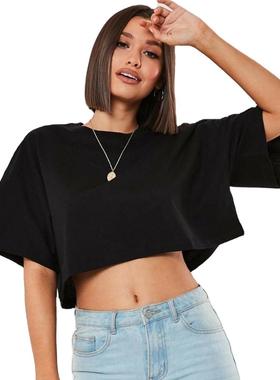 Women Crop Top Navel Baring New Summer Sport T-shirts
