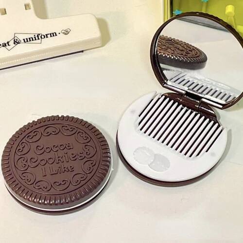 Chocolate Biscuit Round Folding Make Up Mirror Ins Kawai Out
