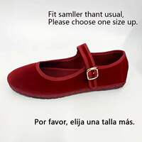 Velvet Mary Jane Shoes for Women Hand Stitch Casual Streetwe thumbnail 6