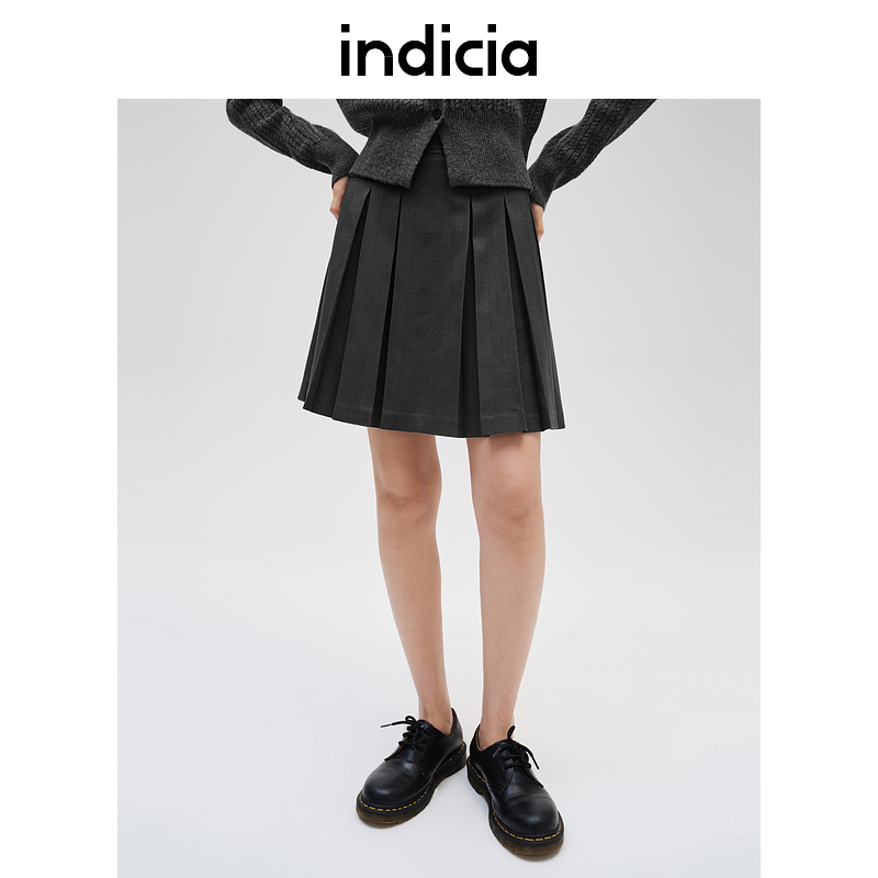 indicia标记商场同款气质半身裙短裙百褶裙秋冬女装F2D4QZ758N