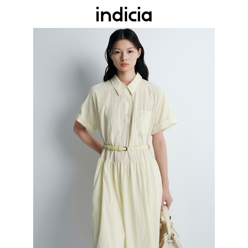 indicia标记25夏新款简约文艺衬衫裙子天丝连衣裙女装L2B5LQ040图片