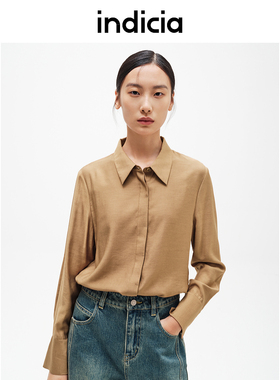 indicia标记商场同款秋冬卡其色质感慵懒衬衫宽松外搭F2D4CS798F