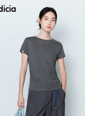 indicia标记商场同款26春季新款女装灰色短袖T恤上衣L2A6TX010