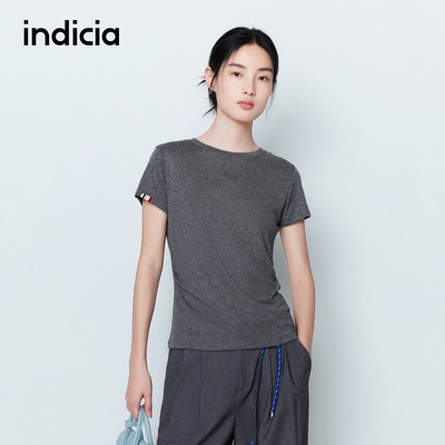 indicia标记商场同款26春季新款女装灰色短袖T恤上衣L2A6TX010