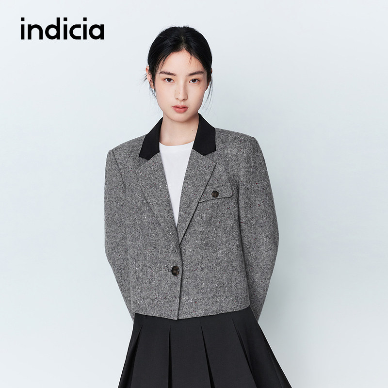 indicia标记羊毛小西装短款小个子毛呢外套一粒扣26春季新款女装,女装/女士精品,西装,淘宝优惠券,粉丝福利购,淘宝优惠卷
