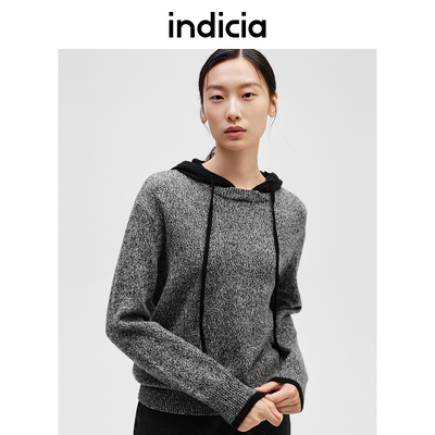 indicia标记商场同款连帽羊毛衫宽松慵懒感针织衫女装F2D4MS690N