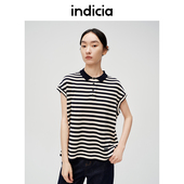 indicia标记商场同款 甜美气质上衣6B405ZZ297N 条纹Polo衫 夏季 新款