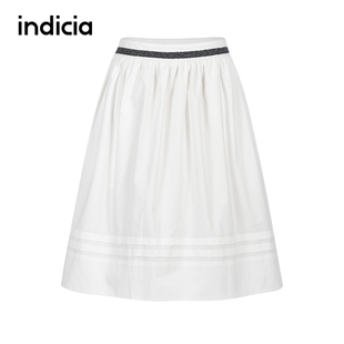 F2B5QZ145 简约白色百搭清爽A字半裙 indicia标记商场同款 25夏新款
