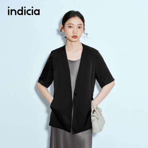 indicia标记商场同款25夏新款轻薄西装垂感桑蚕丝女F2B5XZ162N