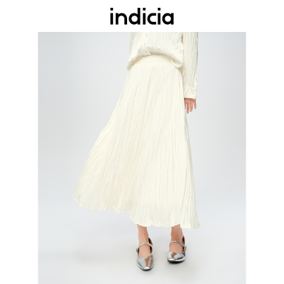 indicia标记商场同款春新款不规则褶皱长裙半身裙6A401QZ013C-1
