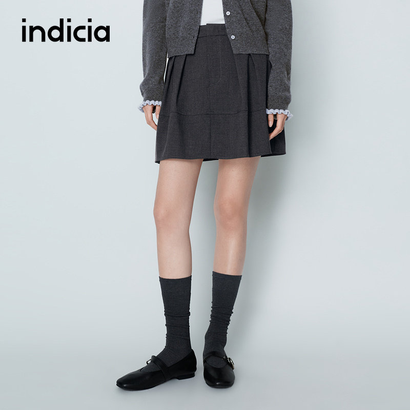 indicia标记商场同款26春季新款女装灰色半身裙短款裙子L2A6QZ005