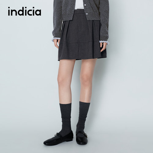indicia标记商场同款26春季新款女装灰色半身裙短款裙子L2A6QZ005