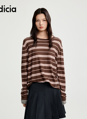 indicia标记25秋新款气质百搭复古撞色长袖条纹针织衫L2C5ZZ117