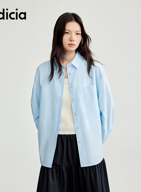indicia标记25秋新款纯棉蓝色廓形基础衬衫长袖外搭上衣L2C5CS153