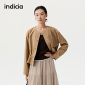 indicia标记商场同款 25秋新款 巴恩风下摆褶皱短外套F2C5WT412C