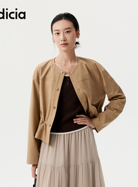 indicia标记商场同款25秋新款巴恩风下摆褶皱短外套F2C5WT412C