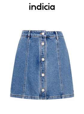 indicia标记商场同款夏水洗牛仔裙修身a字短裙半身裙6B405QZ282F