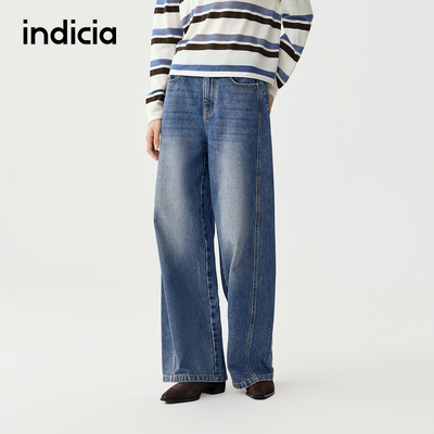 indicia标记商场同款25秋新款美式复古盐系阔腿牛仔裤F2C5NK342N
