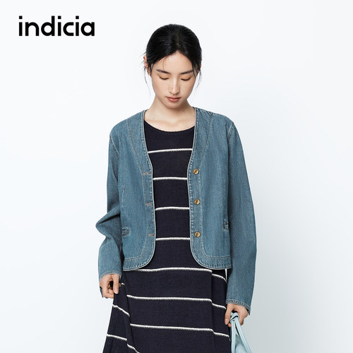 indicia标记商场同款牛仔短外套复古上衣春秋季女装 6A403WT163N