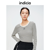 女装 春季 款 indicia标记商场同款 黑白条纹圆领针织衫 6A403ZZ125C