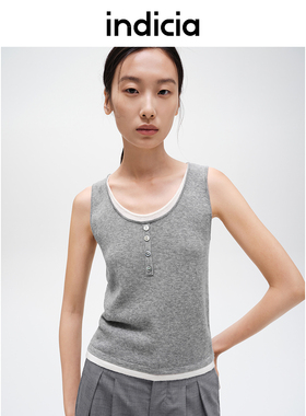 indicia标记商场同款春秋季新款时尚简约假两件背心F2C4BX431C-1