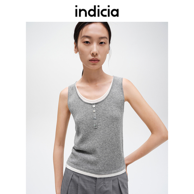 indicia标记商场同款春秋季新款时尚简约假两件背心F2C4BX431C-1