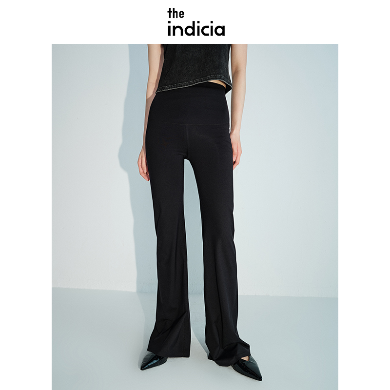 标记微喇休闲裤提臀设计长裤