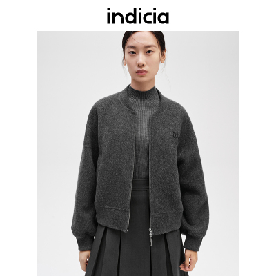 indicia标记商场24冬新款休闲质感通勤短毛呢大衣F2D4DY653N