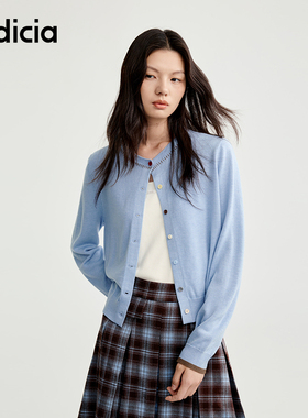 indicia标记25秋新款撞色别致彩色缝线短款针织开衫L2C5KS129